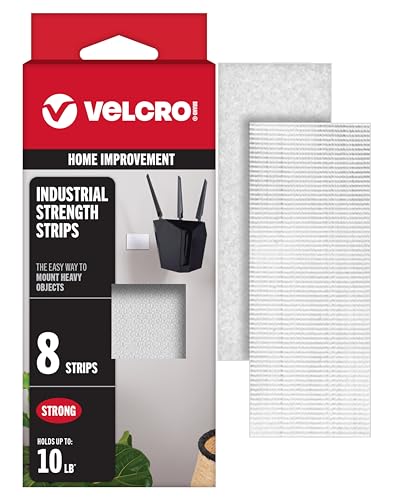 VELCRO Brand Heavy Duty Strips with Adhesive, White, 4x2 in Strips, 8 pk - color: White, size: 4in x 2in