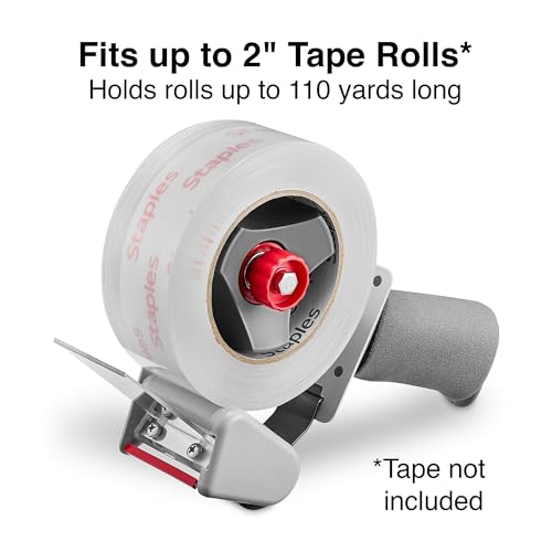 Staples Packing Tape Dispenser, Gray, Handheld, 3 Inch Wide - style: 1 Pack
