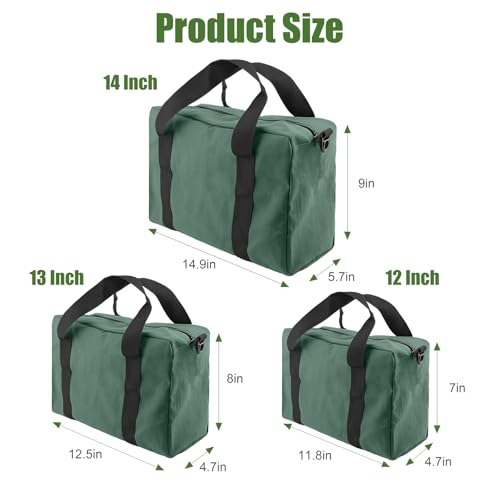 Small Tool Bag, Close Top Wide Mouth Tool Organizer Bag, Large Tool Bags - color: DarkGreen, size: 16 Inch