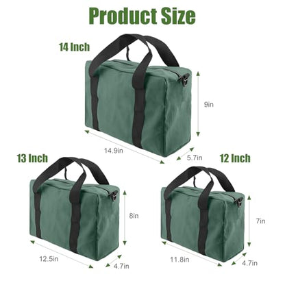 Small Tool Bag, Close Top Wide Mouth Tool Organizer Bag, Large Tool Bags - color: DarkGreen, size: 16 Inch