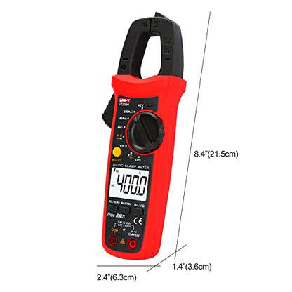UNI-T Digital Clamp Meter UT203R AC Current True RMS Volt Amp Ohm Meter HVAC Clamp On Multimeter, Auto Ranging 4,000 Counts NCV AC DC Voltage Frequency Resistance Capacitance Continuity Diode Tester - size: UT203R