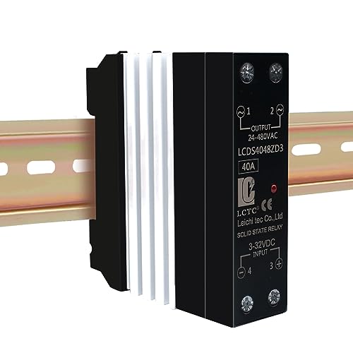 Din Rail Solid State Relay with Heat Sink - DC to AC (3-32V DC Input, 24-480V AC Output), 40A SSR - size: DC to AC 40A