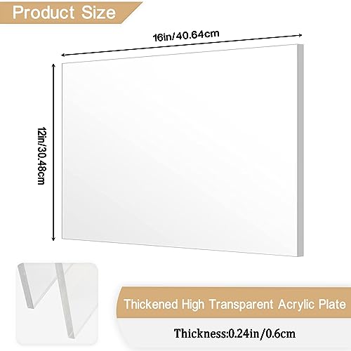Clear Acrylic Sheet Plexiglass,1/4" Thick (6mm) Cast Acrylic Glass Sheet,Plexiglass Sheet for Craft Projects,Signs,Painting,Windows Replacement (2 Piece 12''x 16'') - size: 2 piece 12"×16'' 6mm
