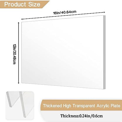 Clear Acrylic Sheet Plexiglass,1/4" Thick (6mm) Cast Acrylic Glass Sheet,Plexiglass Sheet for Craft Projects,Signs,Painting,Windows Replacement (2 Piece 12''x 16'') - size: 2 piece 12"×16'' 6mm