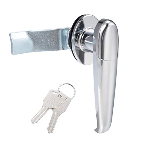 uxcell® Level Handle Cam Lock, Zinc Alloy Chrome Finished L Shape w Keys MS308-3