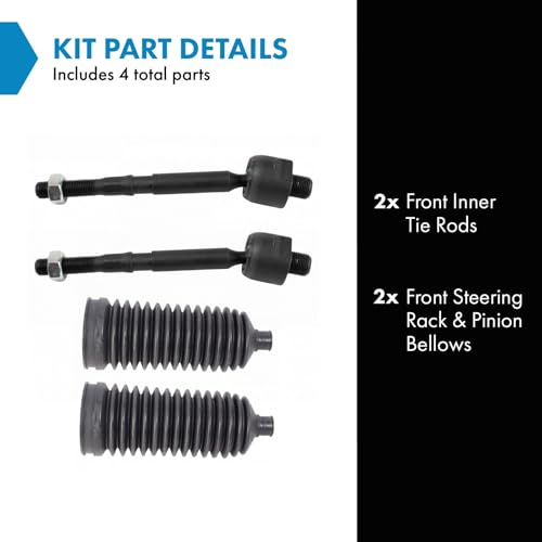 TRQ Front Steering Kit Rack and Pinion Bellow Tie Rod - style: PSA27293