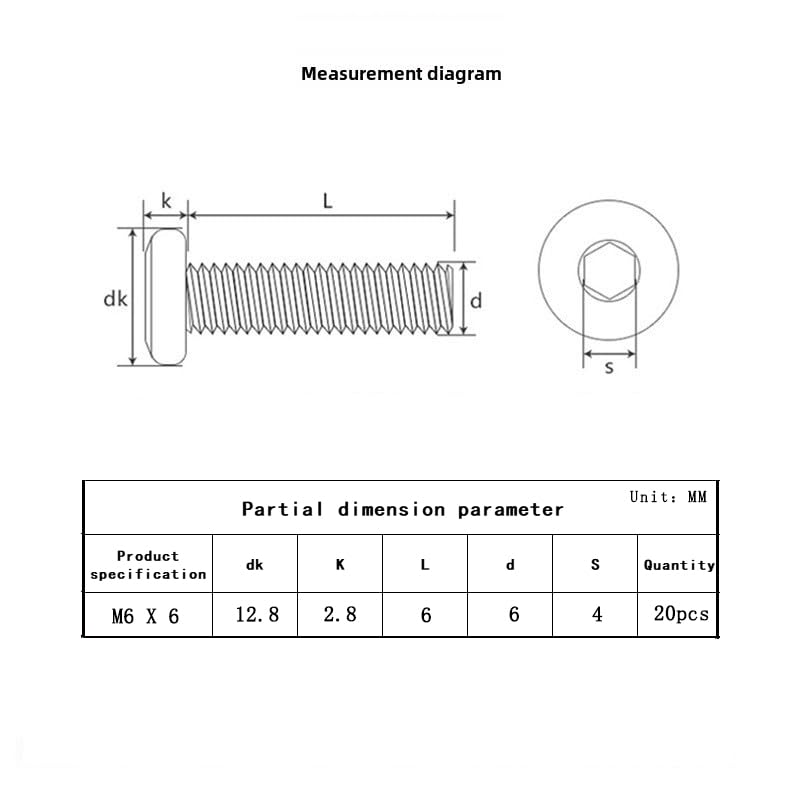 Metuja M6-1.0 x 6mm,20-Pack Silver Flat Head Hex Socket Cap Screw Bolts,304 Stainless Steel,Fully Threaded M6 Bolt,Metric Fasteners for Furniture - size: M6-1.0x6mm