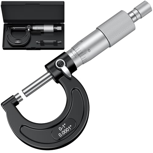 HDLNKAK Outside Micrometer 0-1"/0.0001", with Zero Wrench and Case (Black) - color: Black