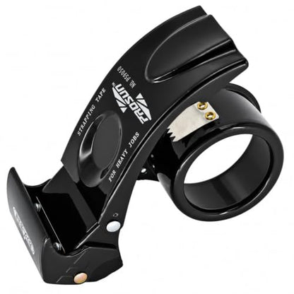 Metal Packing Tape Dispenser Gun, Metal Tape Gun Fits Packaging Tape with Dispenser up to 2 Inches, Adjustable Brake Tape Gun Handheld Sealing Cutter for Warehouse Tools Black