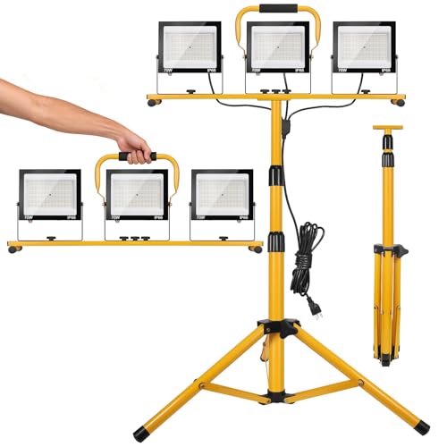 21000Lumen LED Work Lights with Stand, 3Head Portable Work Light 16ft Cord