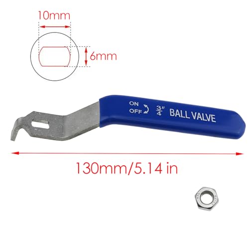 Stainless Steel Lever Handle with M10 Nut for DN20 Ball Valve, Quarter Turn Operation, Blue Plastic Grip & Chrome Plated Finish (DN20 3/4") - size: DN20 3/4"