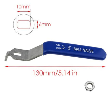 Stainless Steel Lever Handle with M10 Nut for DN20 Ball Valve, Quarter Turn Operation, Blue Plastic Grip & Chrome Plated Finish (DN20 3/4") - size: DN20 3/4"