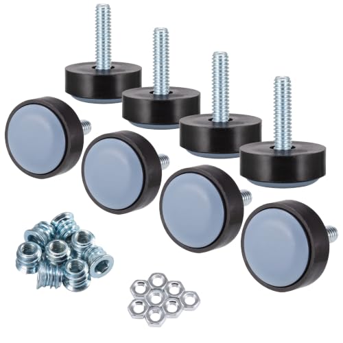 1/4-20 Furniture Levelers 8 Pack, Teflon Glides for Easy Moving - size: 1/4"-20 thread