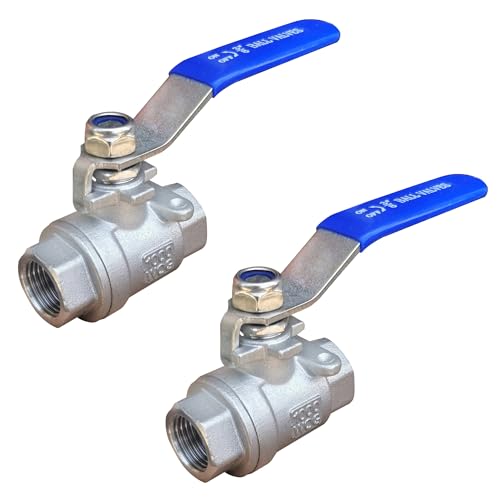 Full Port Ball Valve 3/8" NPT Heavy Duty Stainless Steel 304 For Water,Oil and Gas with Blue Handles （pack of 2） - size: 3/8"NPT, style: pack of 2