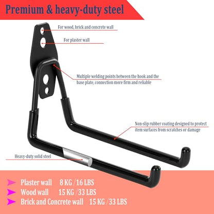 4 Pack Garage Hooks Heavy Duty, 7.4 inch Large Square Utility Hooks - size: 7.4 inch