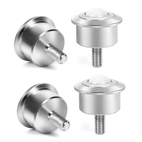 Roller Ball Transfer Bearing Casters - 1 Inch Diameter, M12 Ball Transfer Unit for Transmission,Stud Mounted, Thread Stem, Nylon & Carbon Steel, 550 Lbs Total Load Capacity,Set of 4 - size: D25