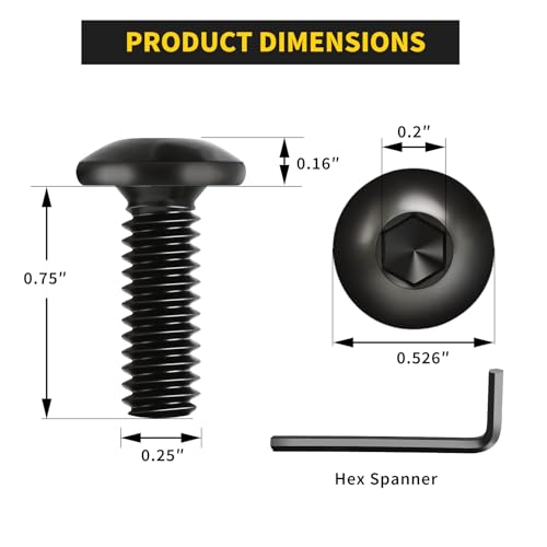 Socket Cap Machine Screws 1/4 x 3/4 24PC, Button Head Hex Socket - size: 1/4-20 x 3/4, style: Button