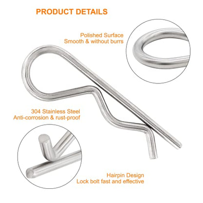 12Pcs 304 Stainless Steel M3 X 65 R Shape Cotter Pin