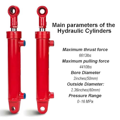 2x6 Hydraulic Cylinder 3 Ton Double Acting Welded Hydraulic Cylinder 2"Bore x 6"Stroke with 3/8" JIC 37°(9/16"-18 Thread) Hydraulic End Connectors Maximum Thrust Force 6613lbs