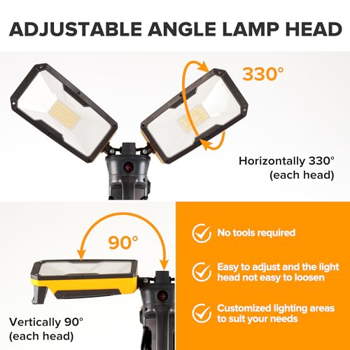 LUTEC Upgraded 6290Max 11000 Lumen 92W Dimmable LED Work Light with Stand - color: Black-Max-11000LM