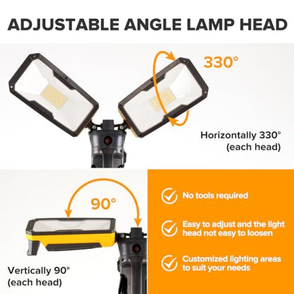 LUTEC Upgraded 6290Max 11000 Lumen 92W Dimmable LED Work Light with Stand - color: Black-Max-11000LM