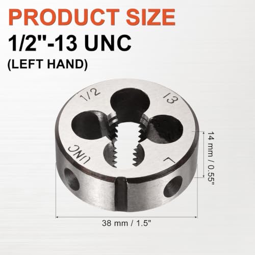 1/2"-13 UNC Round Threading Die Left Hand Alloy Steel - size: 1/2"-13 UNC