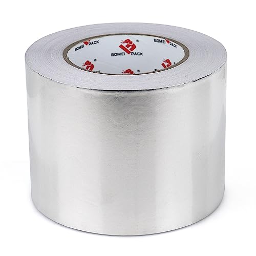 BOMEI PACK Aluminum Foil Tape,Heavy Duty Metal Duct Tape,High Temperature Silver Tape,Perfect for Sealing & Patching,HVAC,Air Ducts,Insulation and Metal Repair (4 Inch) - size: 4 Inch x 55 Yards