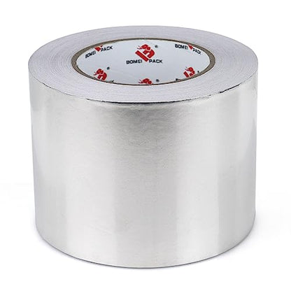 BOMEI PACK Aluminum Foil Tape,Heavy Duty Metal Duct Tape,High Temperature Silver Tape,Perfect for Sealing & Patching,HVAC,Air Ducts,Insulation and Metal Repair (4 Inch) - size: 4 Inch x 55 Yards