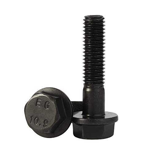 Mellewell M8 x 35mm Flanged Hex Head Bolts Flange Hexagon Screws, Half Thread, Alloy Steel, Black Oxide Finish, Quantity 10 - size: M8-1.25 x 35mm