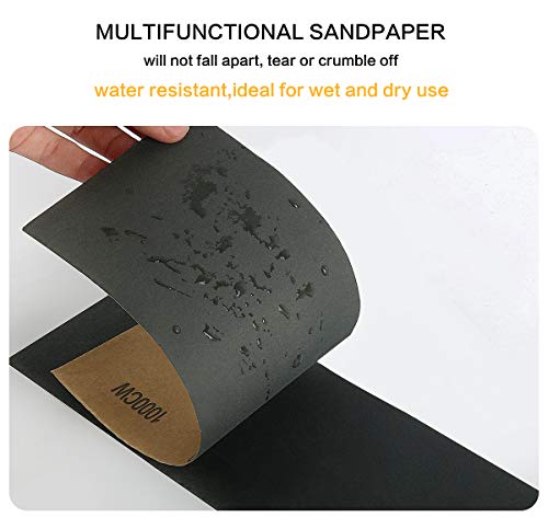 VERONES 90 Pcs 400 to 3000 Grit Wet Dry Sandpaper with Handle - color: Red