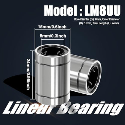 12Pcs LM8UU Linear Ball Bearings