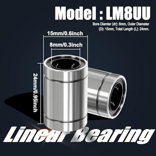 12Pcs LM8UU Linear Ball Bearings