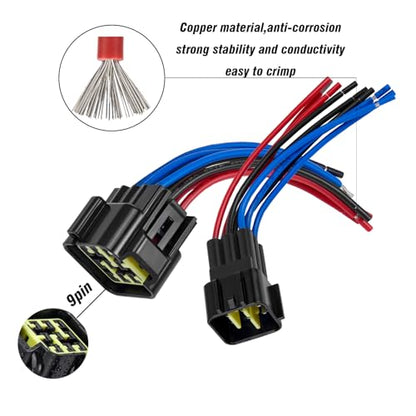 9 Pin Waterproof Wire Connector,16AWG Male Female Plug - size: 9pin way