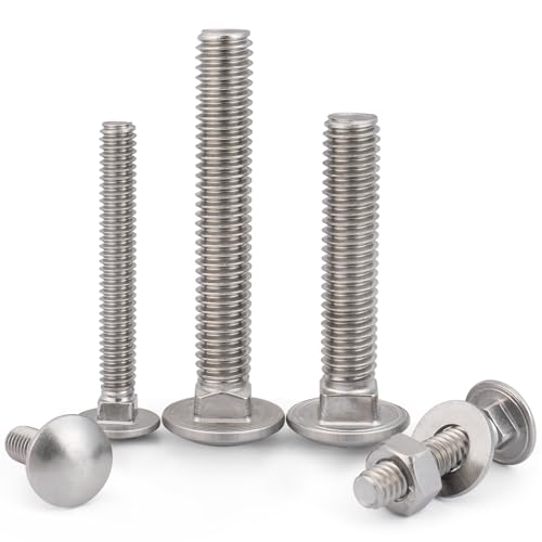 VGBUY 1/2-13 x 6 Carriage Bolts Screws 2 Sets, 304 Stainless Steel 18-8, Round Head Square Neck, Carriage Bolts and Nuts Kit, with Flat Washers - size: 1/2-13 x 6" (2 Sets)