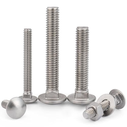 VGBUY 1/4-20 x 3-1/2" Carriage Bolts Screws 15 Sets, 304 Stainless Steel 18-8, Round Head Square Neck, Carriage Bolts and Nuts Kit, with Flat Washers - size: 1/4-20 x 3-1/2" (15 Sets)