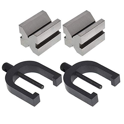 waltyotur V Block Set with Clamp Hardened Steel 90 Degree Angle Precision V Block Set 1-5/8x 1-1/4 x 1-1/4 Multi-Use Gauge Gage Machinist Tool with Box