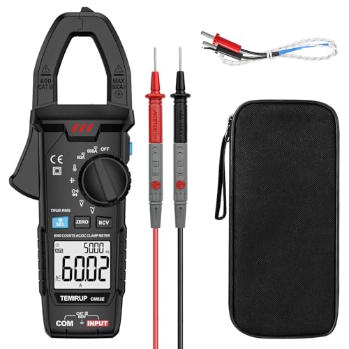 Clamp Meter 6000 Counts TRMS, 600A AC/DC Amp Meter, Multimeter Tester - color: Black