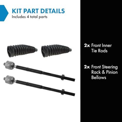 TRQ Front Steering Kit Steering Rack & Pinion Bellow Tie Rod - style: PSA27303