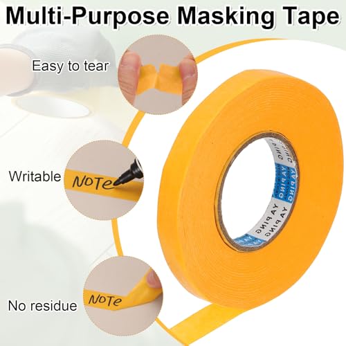 2roll Masking Tape (0.4" x55Yards Yellow) No Residue Universal Tape - color: Yellow, size: 0.4" x 55Yards