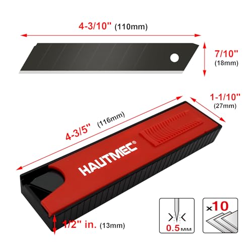 HAUTMEC 20PCS 18mm SK2H Ultra Sharp Snap Off Blades, Retractable Black Utility Knife Replacement Blades, Sharper SK2H Heavy Duty, Creative Safety Box, for Box, Carpet, Rope HT0144-20PC - color: 18mm 20pc