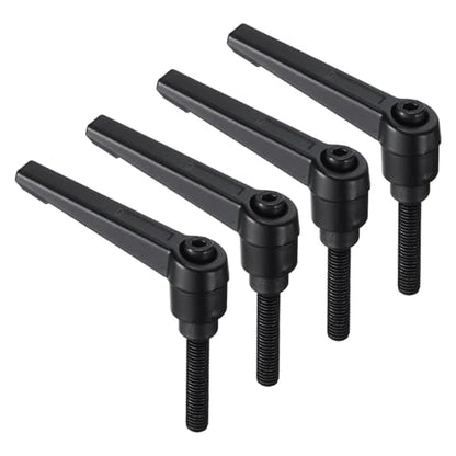 uxcell 4pcs Clamping Lever Handles, M6 x 30mm Black Oxide Carbon Steel Threaded Male Stud, Adjustable Handles Locking Quick Release Ratchet Push Button Bolt Knobs, Black - size: M6 x 30mm