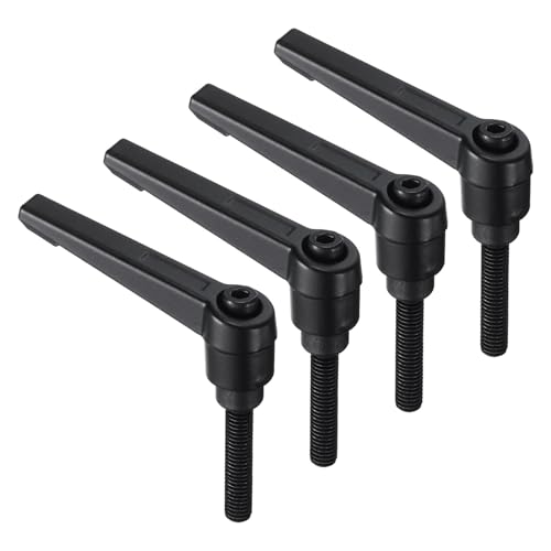 uxcell 4pcs Clamping Lever Handles, M6 x 30mm Black Oxide Carbon Steel Threaded Male Stud, Adjustable Handles Locking Quick Release Ratchet Push Button Bolt Knobs, Black - size: M6 x 30mm