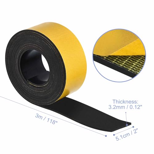MECCANIXITY Adhesive Neoprene Rubber Strips Sheet 2"x118"x 0.12"(W L THK) - color: Yellow, size: 2" x 118" x 0.12"