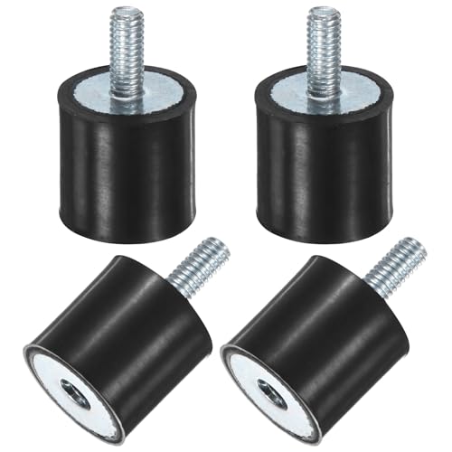 M METERXITY 4-Pack Rubber Mounts D15mmxH15mm Male/Female Vibration Isolators Cylindrical Shock Absorber W M4 x 10mm Studs for Air Compressor/Car/Pump/Boat/Garage Motor/Bobbins Rubber Isolators - size: M4 x 10mm, 15mm x 15mm