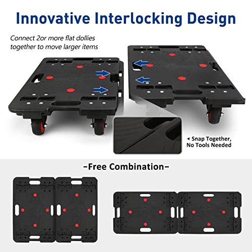Nellyke Furniture Dolly, Large Moving Dolly, 24in-16in Furniture Movers with Wheels of 800Lbs Capacity, Flat Connectable and Portable Dollies for Heavy Appliance, Black - color: Black/1 Pack-l