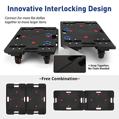 Nellyke Furniture Dolly, Large Moving Dolly, 24in-16in Furniture Movers with Wheels of 800Lbs Capacity, Flat Connectable and Portable Dollies for Heavy Appliance, Black - color: Black/1 Pack-l
