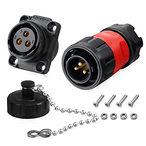 3 Pin Waterproof Electrical Connector, 3 Wire Connector for Automotive, Marine, RV, Solar, Indoor/Outdoor Cable - style: 3PIN