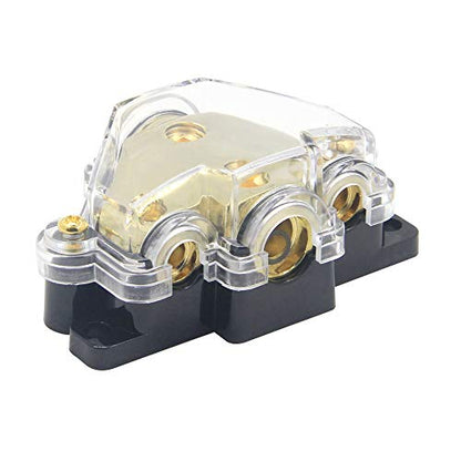3 Way Power Distribution Block, 0/2/4 AWG Gauge in, 4/8 Gauge Out, Car Audio Stereo Amp Distribution Connecting Block for Audio Splitter (1 in 3 Out) - size: 3 Way