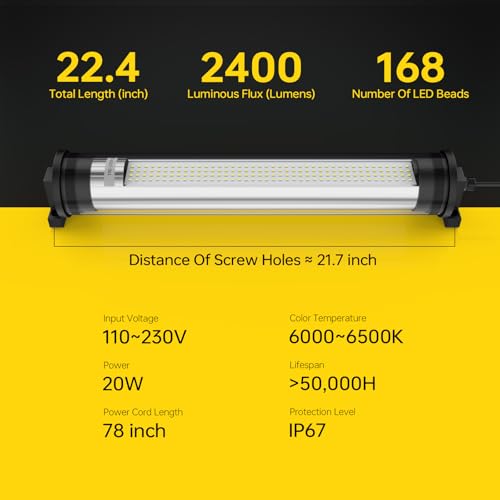 IP67 Explosion Proof LED Machine Light Work Tube Industrial Lighting for CNC Machine 110V to 220V (20w)