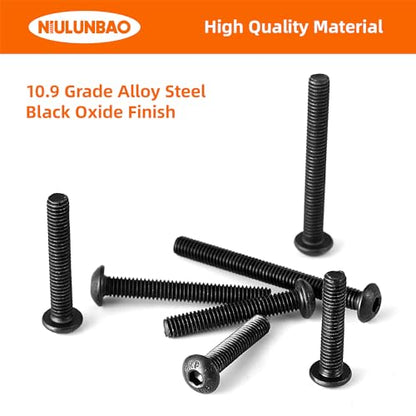 M4 x 30mm 35mm 40mm 45mm 50mm Button Head Socket Cap Screws Bolts, 10.9 Grade Alloy Steel Metric, Black Oxide Finish, Allen Hex Drive, Machine Fully Threaded, Assortment Kit 50PCS - size: M4 x 30/35/40/45/50mm (50PCS)